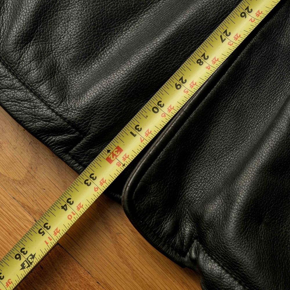 Rainforest Jacket Car Coat Black Pebbled Leather Sherpa Lined Button Front L - Picture 10 of 10